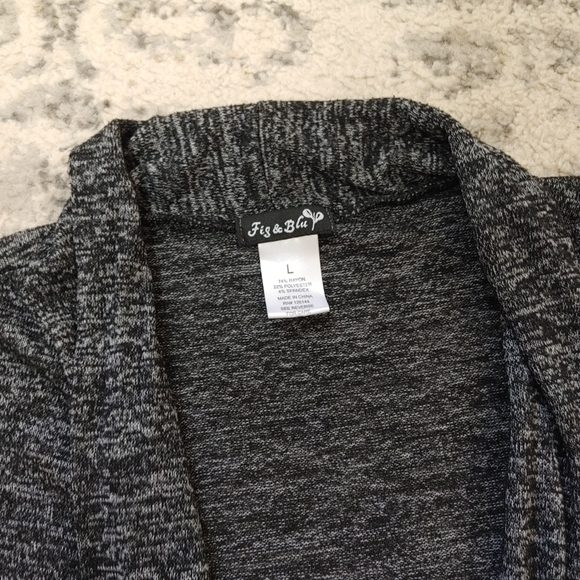 Dark Grey Cardigan long open front Large Fig & Blu - Picture 2 of 6